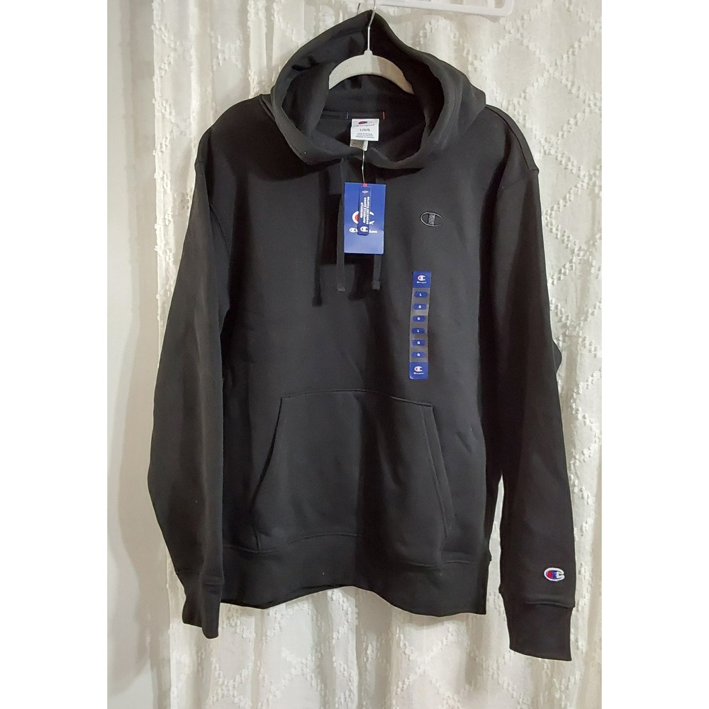 Champion Mens Powerblend Fleece Hoodie Black Large NWT GF89H